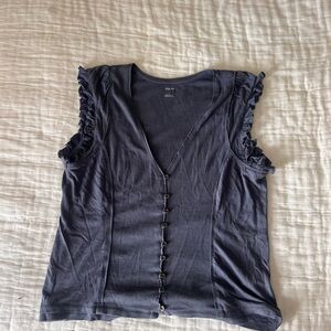 Anthropologie Women's Button-Down Top - Navy